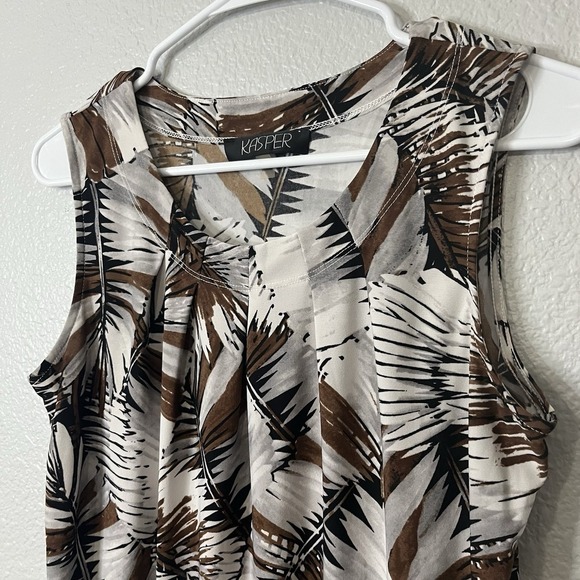 Kasper Polyester Stretch Tank Tropical Brown Women's Size Small - Picture 2 of 5